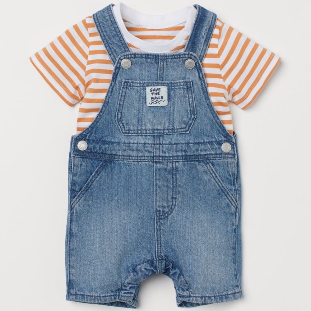 Two Piece Save the Waves H&M Toddler Coverall Outfit 6mth